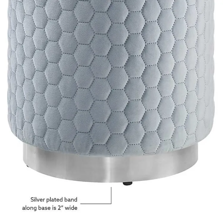 Benches & Ottomans-Kirklands Home Blue Quilted Honeycomb Ottoman