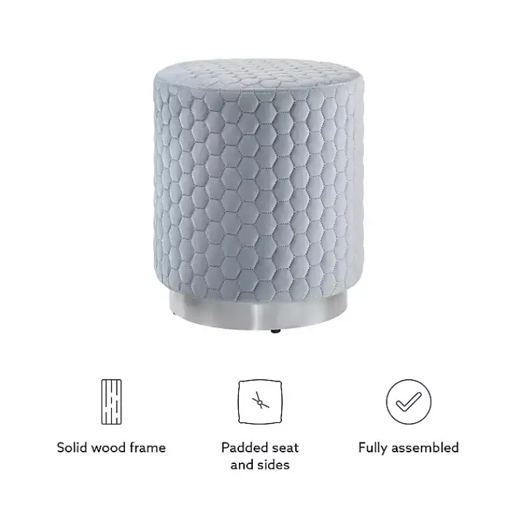 Benches & Ottomans-Kirklands Home Blue Quilted Honeycomb Ottoman