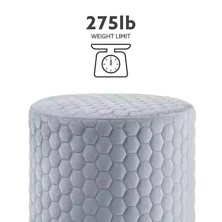 Benches & Ottomans-Kirklands Home Blue Quilted Honeycomb Ottoman