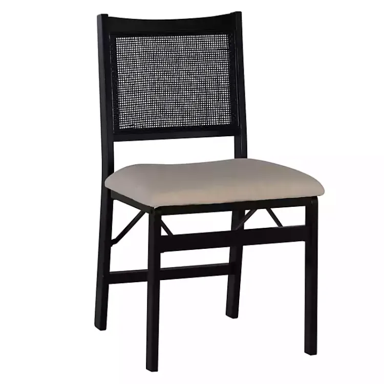 Dining Chairs-Kirklands Home Black Woven Cane Foldable Dining Chair