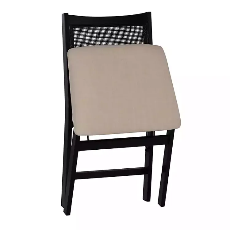 Dining Chairs-Kirklands Home Black Woven Cane Foldable Dining Chair