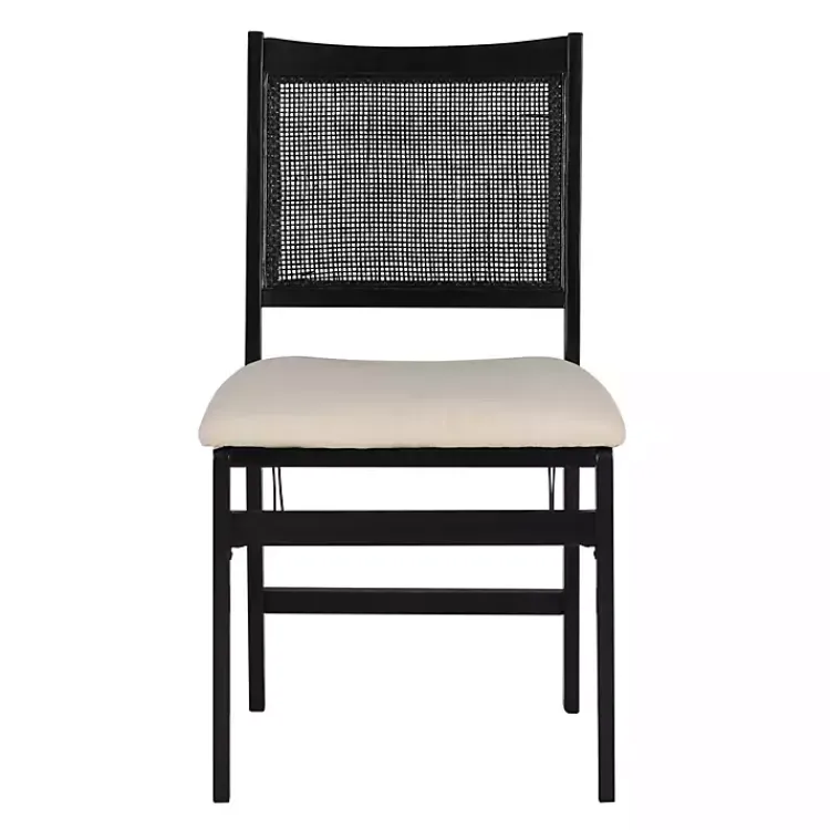 Dining Chairs-Kirklands Home Black Woven Cane Foldable Dining Chair
