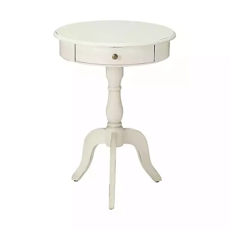 Accent & End Tables-Kirklands Home Round Antique Pedestal Accent Table White