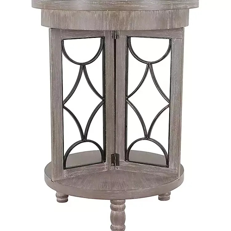 Accent & End Tables-Kirklands Home Roberta Wood Decorative Metal Accent Table Gray
