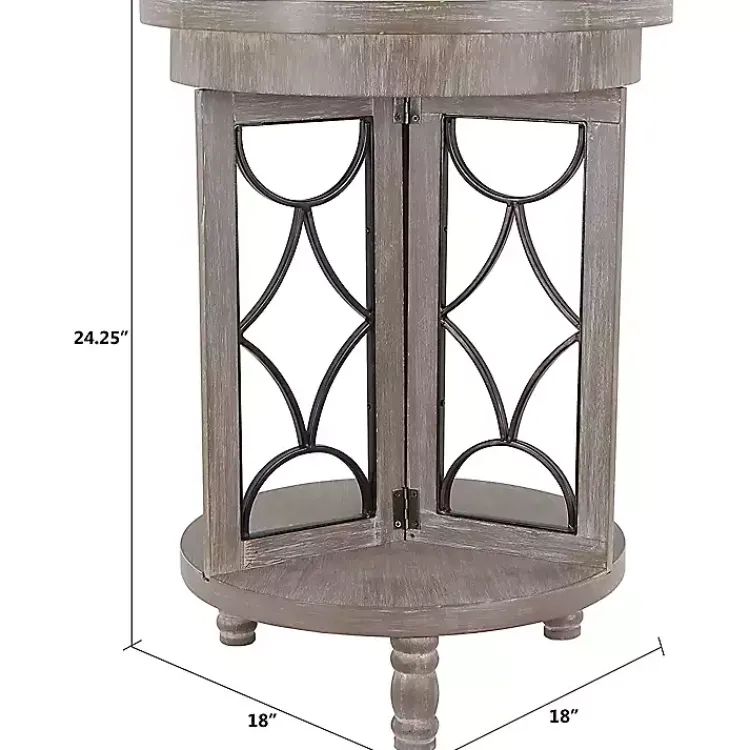 Accent & End Tables-Kirklands Home Roberta Wood Decorative Metal Accent Table Gray