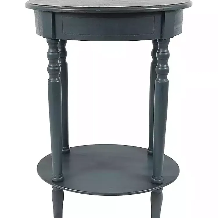 Accent & End Tables-Kirklands Home Oval Antique Navy Accent Table Blue