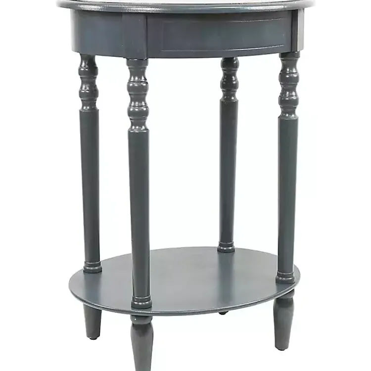 Accent & End Tables-Kirklands Home Oval Antique Navy Accent Table Blue