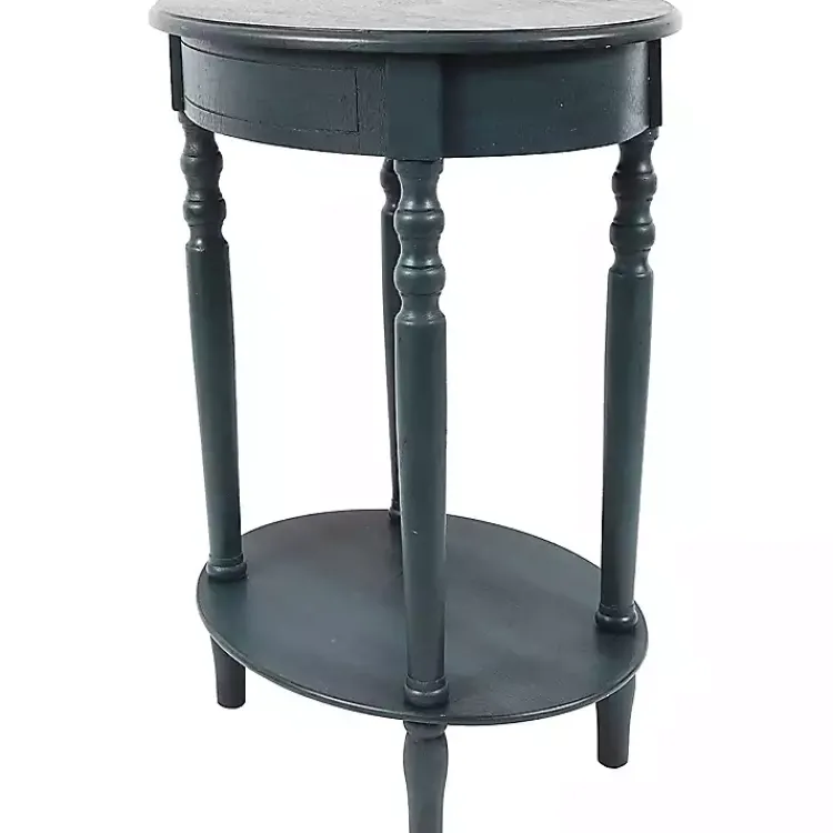Accent & End Tables-Kirklands Home Oval Antique Navy Accent Table Blue