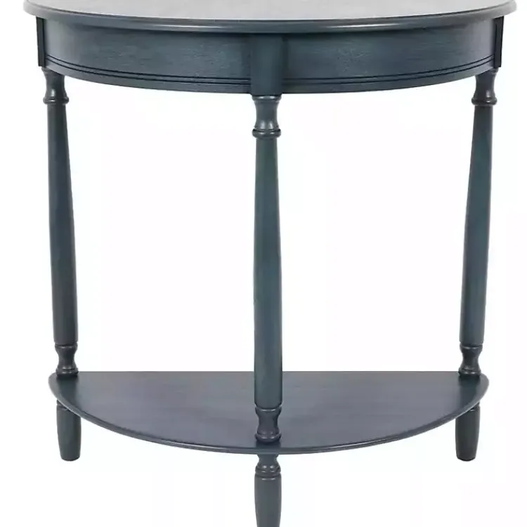 Console Tables-Kirklands Home Antique Navy Half Round Console Table Blue