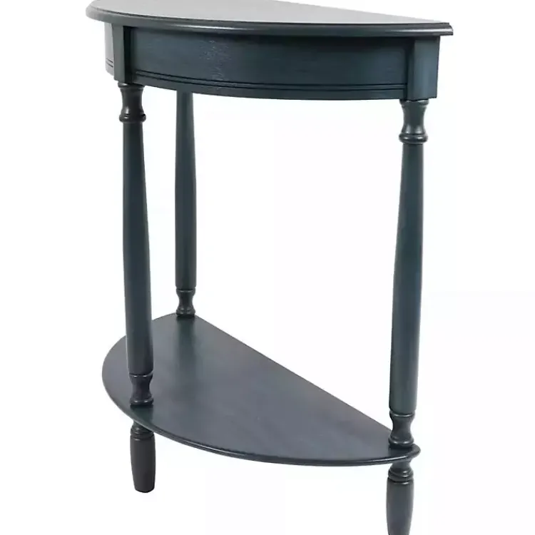Console Tables-Kirklands Home Antique Navy Half Round Console Table Blue