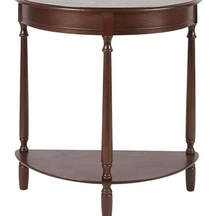 Console Tables-Kirklands Home Antique Walnut Half Round Console Table Brown