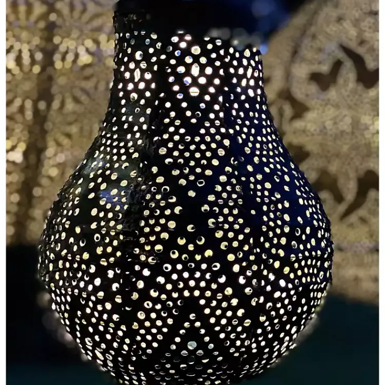 Outdoor Lighting-Kirklands Home LED Dark Bulb Outdoor Hanging Lantern Blue