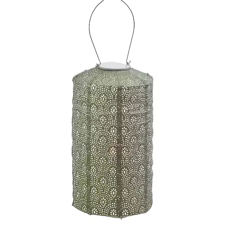Outdoor Lighting-Kirklands Home Fan Cylinder Hanging LED Outdoor Lantern Green