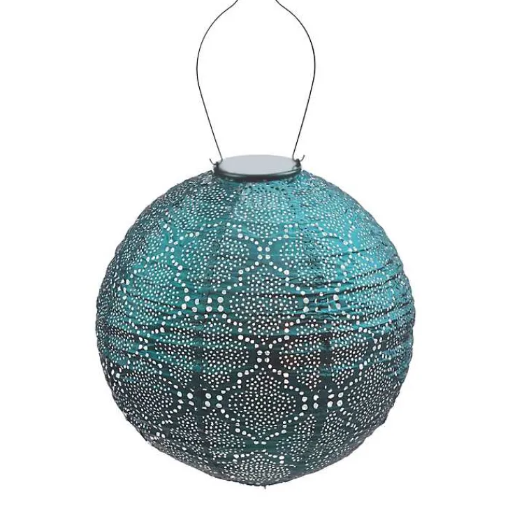 Outdoor Lighting-Kirklands Home LED Round Sea Outdoor Hanging Lantern Blue