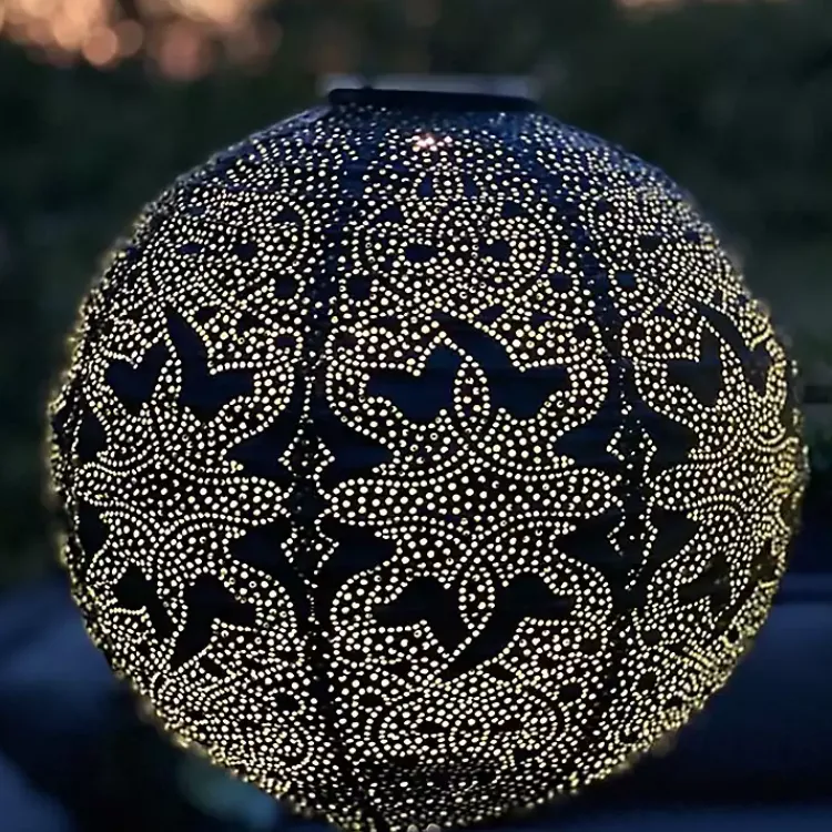 Outdoor Lighting-Kirklands Home LED Round Dark II Outdoor Hanging Lantern Blue