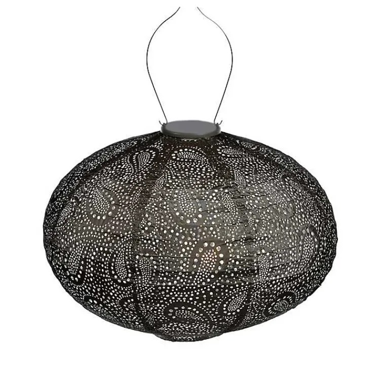 Outdoor Lighting-Kirklands Home LED Oval Taupe Outdoor Hanging Lantern Gray