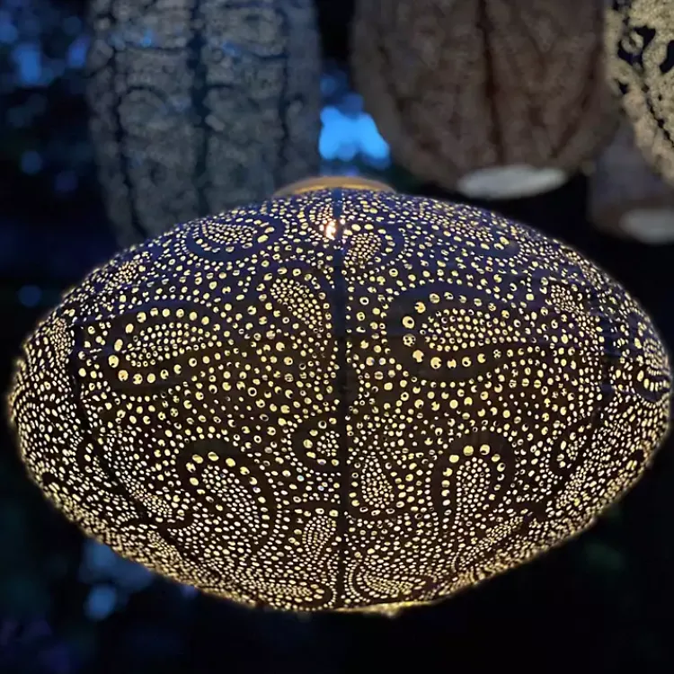 Outdoor Lighting-Kirklands Home LED Oval Taupe Outdoor Hanging Lantern Gray