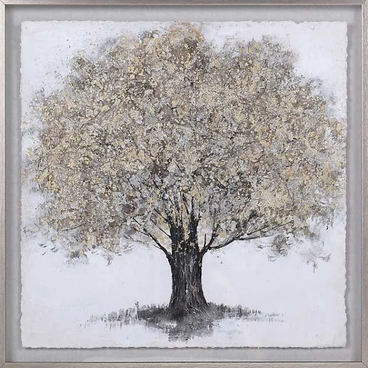 Framed Art-Kirklands Home Gold Tree Rice Paper Framed Art Print