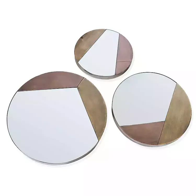 Decorative Mirrors-Kirklands Home Alexander Round Metal Wall Mirrors, Set of 3
