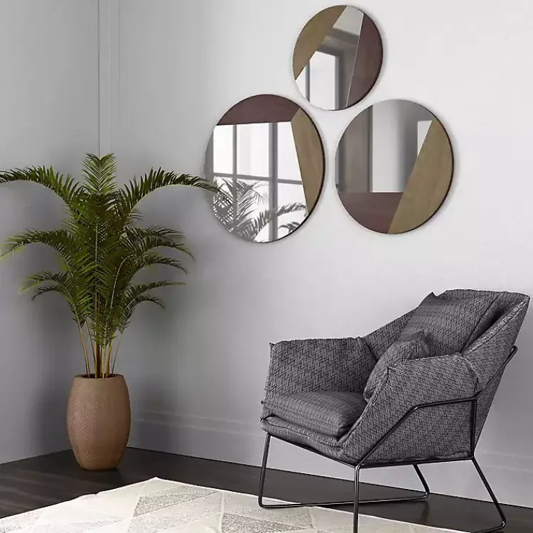 Decorative Mirrors-Kirklands Home Alexander Round Metal Wall Mirrors, Set of 3