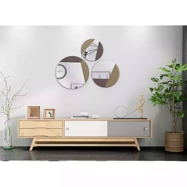 Decorative Mirrors-Kirklands Home Alexander Round Metal Wall Mirrors, Set of 3