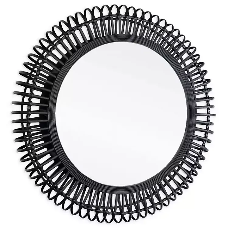 Decorative Mirrors-Kirklands Home Reina Black Bamboo Wall Mirror