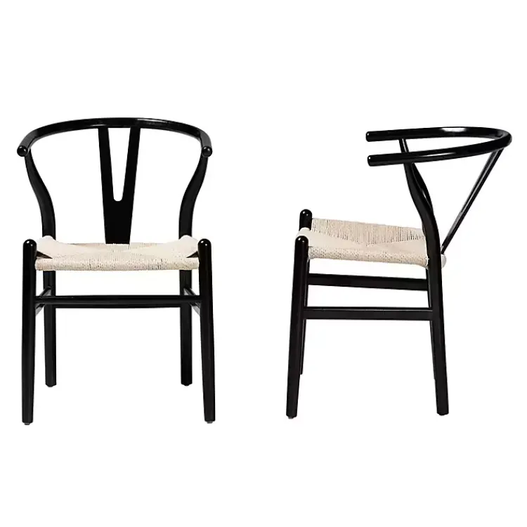Dining Chairs-Kirklands Home and Tan Wishbone Dining Chairs, Set of 2 Black