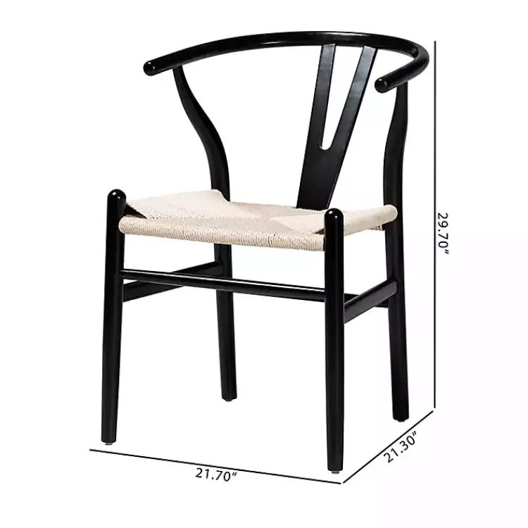 Dining Chairs-Kirklands Home and Tan Wishbone Dining Chairs, Set of 2 Black