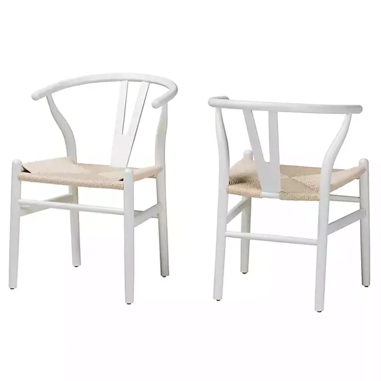 Dining Chairs-Kirklands Home and Tan Wishbone Dining Chairs, Set of 2 White