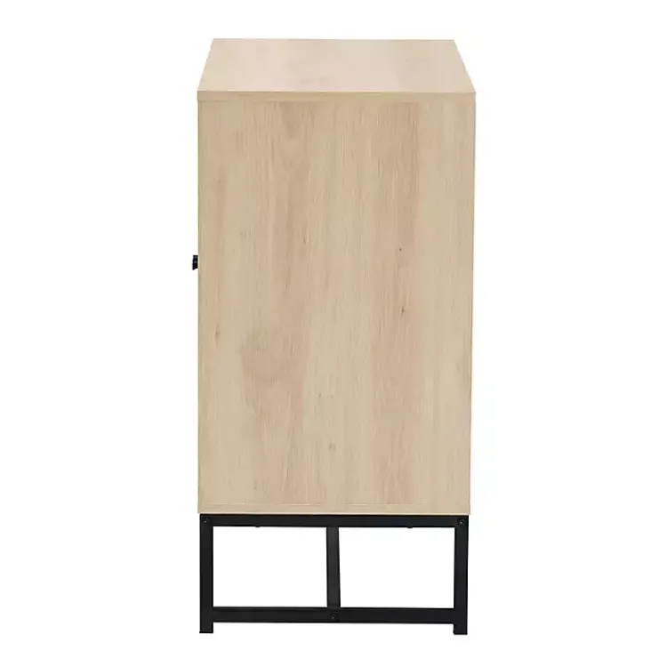 Cabinets & Sideboards-Kirklands Home Light Wood and Rat 2-Door Cabinet Tan