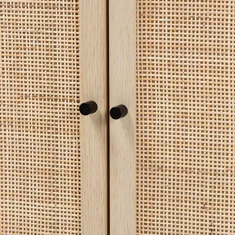 Cabinets & Sideboards-Kirklands Home Light Wood and Rat 2-Door Cabinet Tan