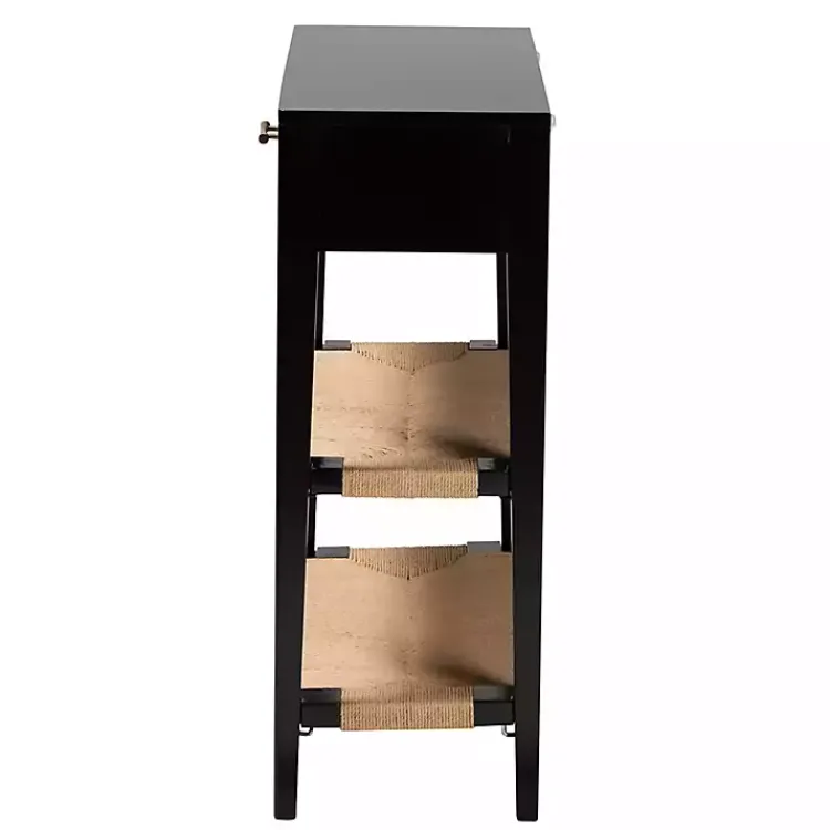 Console Tables-Kirklands Home Wood Woven Shelves Console Table Black