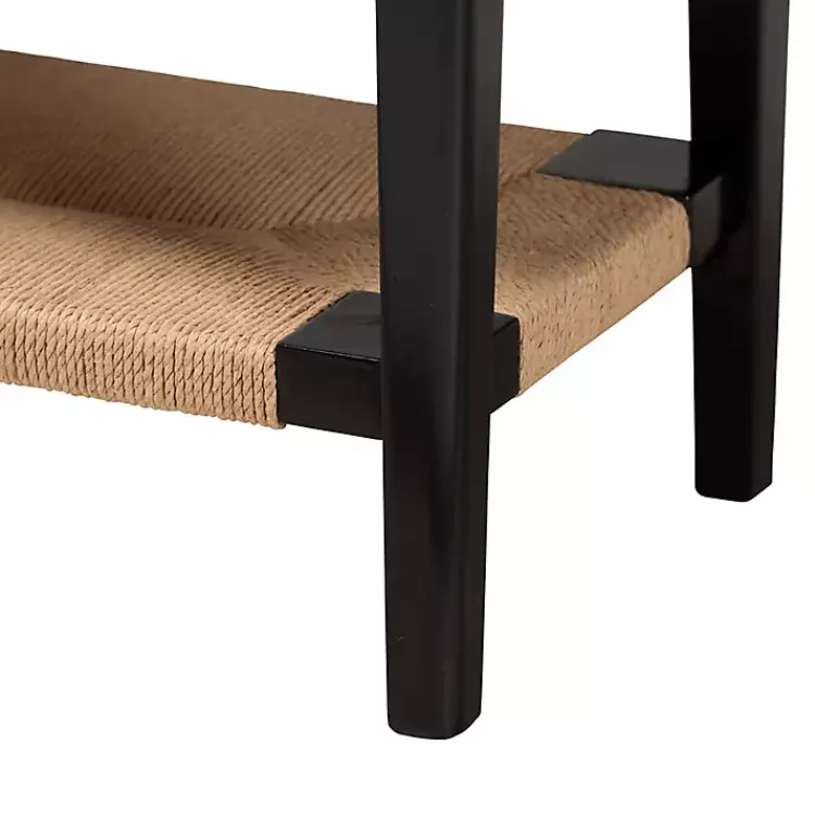 Console Tables-Kirklands Home Wood Woven Shelves Console Table Black