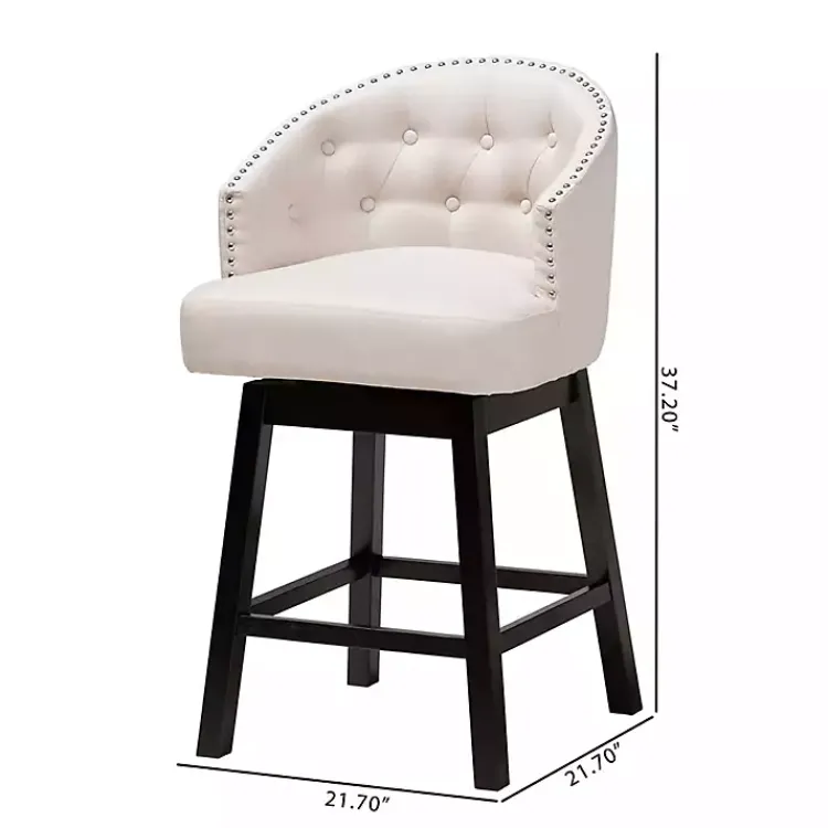Bar Stools & Counter Height Stools-Kirklands Home Beige Tufted Seat Swivel Counter Stools, Set of 2 Tan