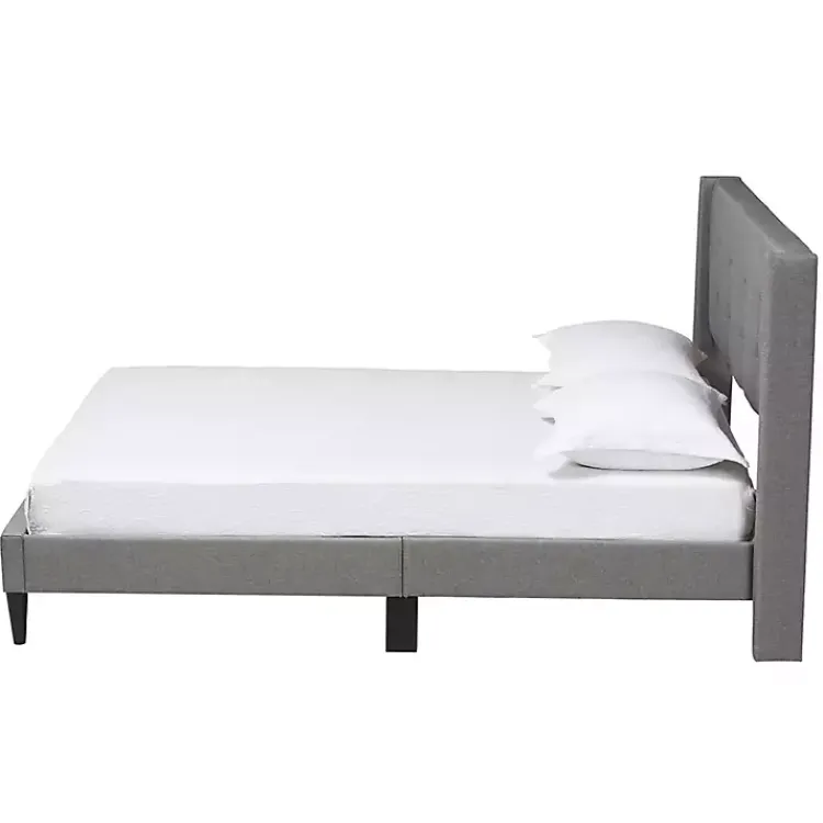 Beds & Headboards-Kirklands Home Button Tufted Headboard Full Platform Bed Gray