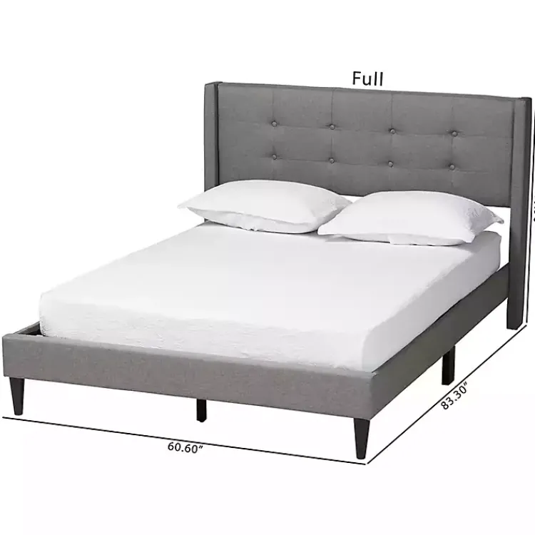 Beds & Headboards-Kirklands Home Button Tufted Headboard Full Platform Bed Gray
