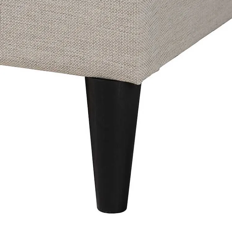 Beds & Headboards-Kirklands Home Beige Button Tufted Headboard Queen Bed Frame Tan