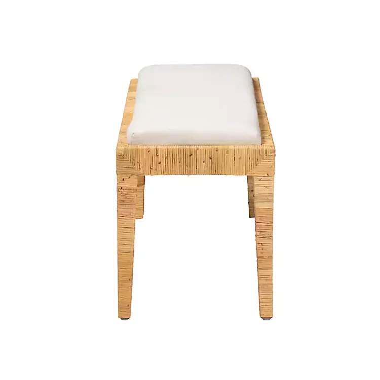 Benches & Ottomans-Kirklands Home and Natural Woven Rattan Bench Ivory