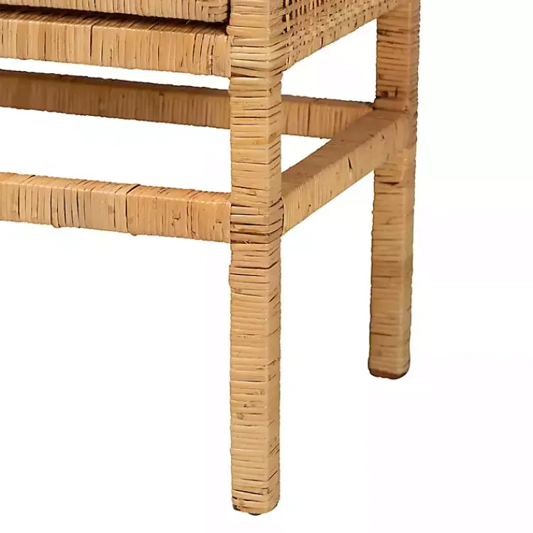 Cabinets & Sideboards-Kirklands Home Woven Rat and Wood Cabinet Tan