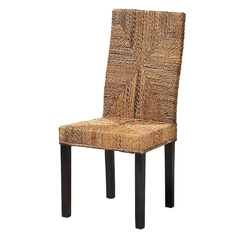 Dining Chairs-Kirklands Home Woven Banana Fiber and Mahogany Dining Chair Tan