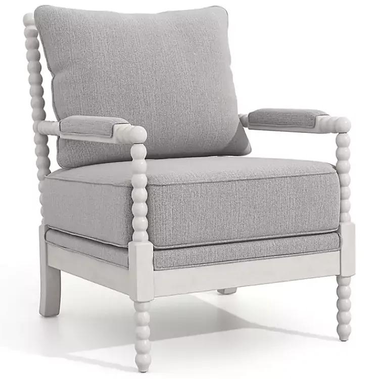 Accent Chairs-Kirklands Home and White Beaded Frame Accent Chair Gray