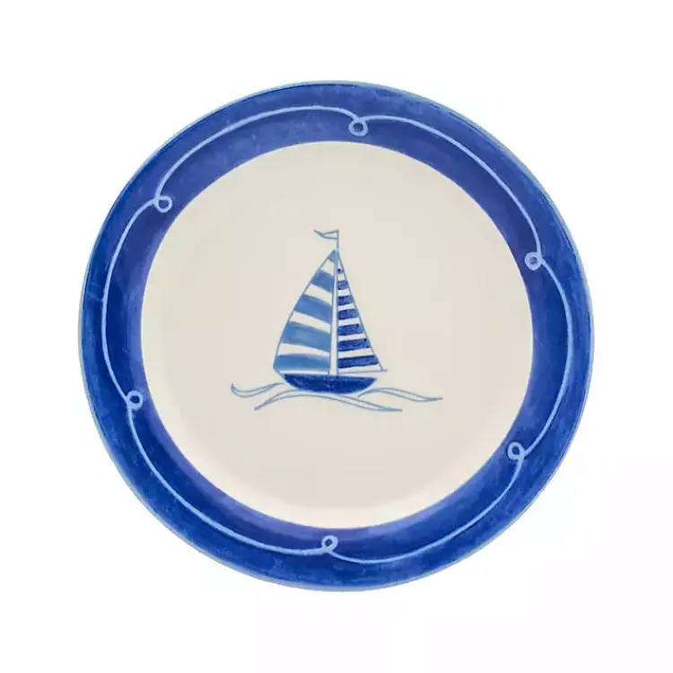 Dinnerware-Kirklands Home White and Blue Nautical Salad Plate Set, Set of 4