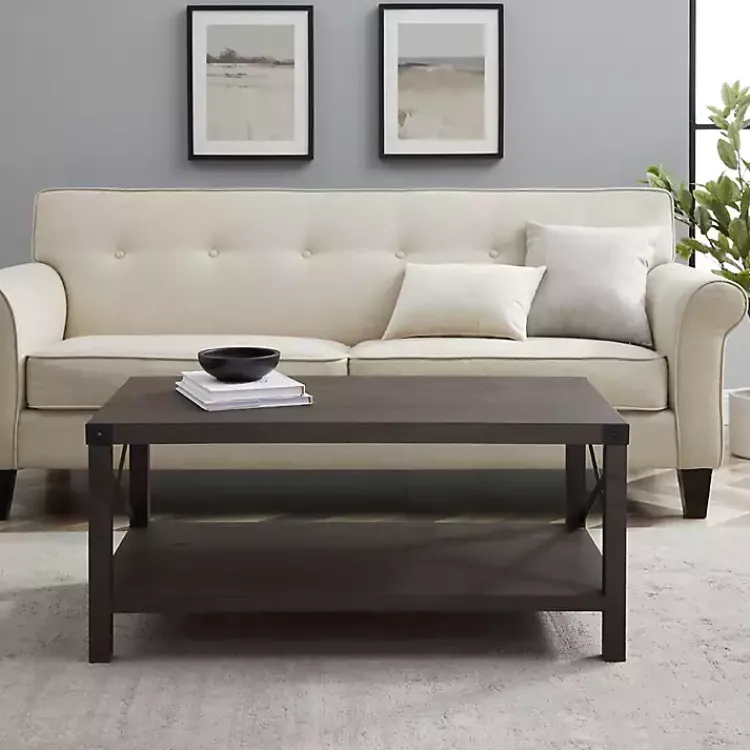 Coffee Tables-Kirklands Home Wenge Sable Gray X-Frame Coffee Table