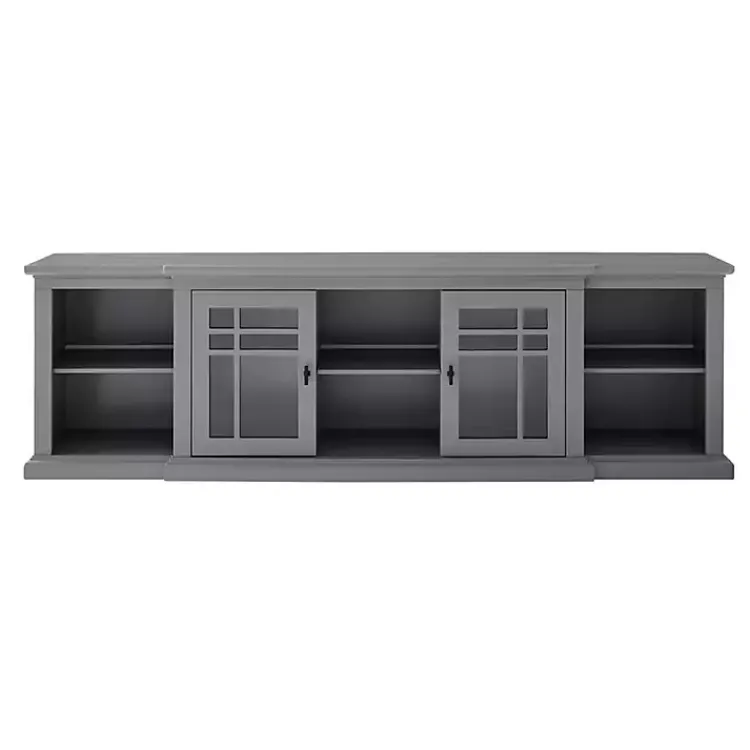 Tv Stands & Media Consoles-Kirklands Home Transitional Breakfront 2-Door Media Console Gray