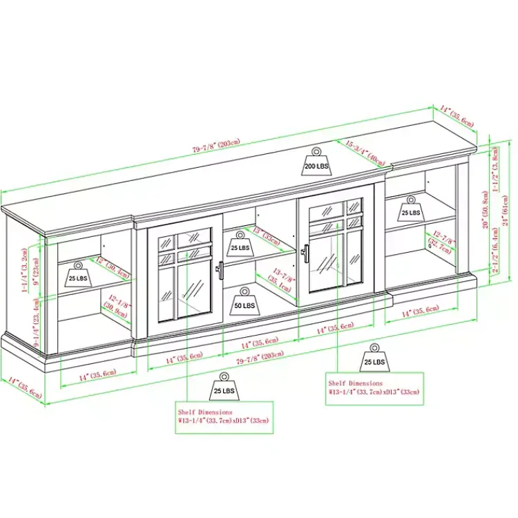 Tv Stands & Media Consoles-Kirklands Home Transitional Breakfront 2-Door Media Console Gray