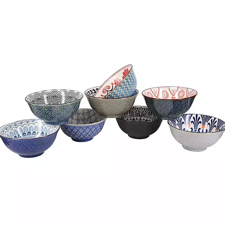 Dinnerware-Kirklands Home Patterned Ceramic 8-pc. Bowl Set Multi