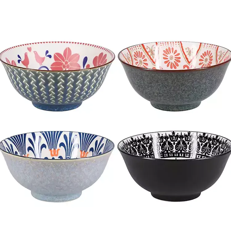 Dinnerware-Kirklands Home Patterned Ceramic 8-pc. Bowl Set Multi