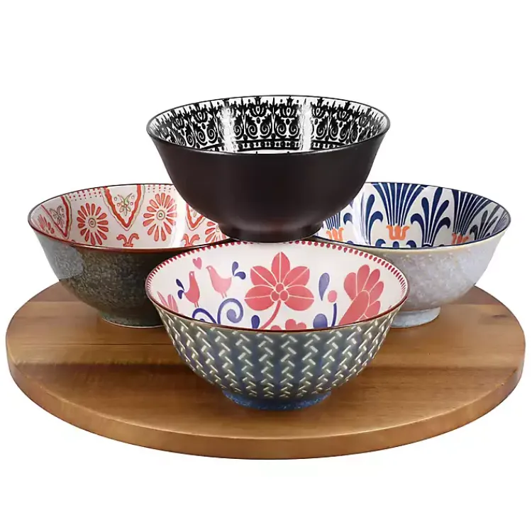 Dinnerware-Kirklands Home Patterned Ceramic 8-pc. Bowl Set Multi