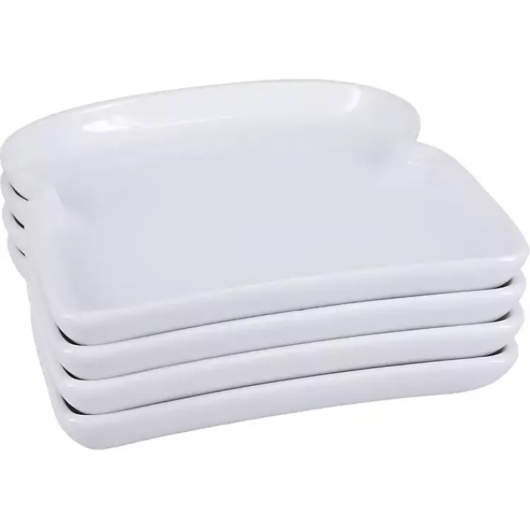 Dinnerware-Kirklands Home Porcelain Toast Plates, Set of 4 White
