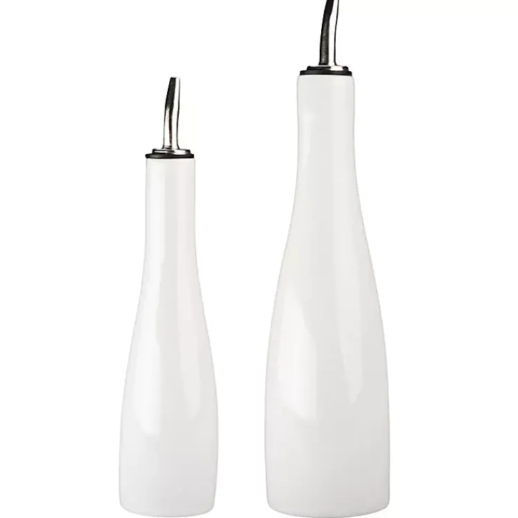 Kitchen Accessories-Kirklands Home Porcelain 2-pc. Oil and Vinegar Carafe Set White